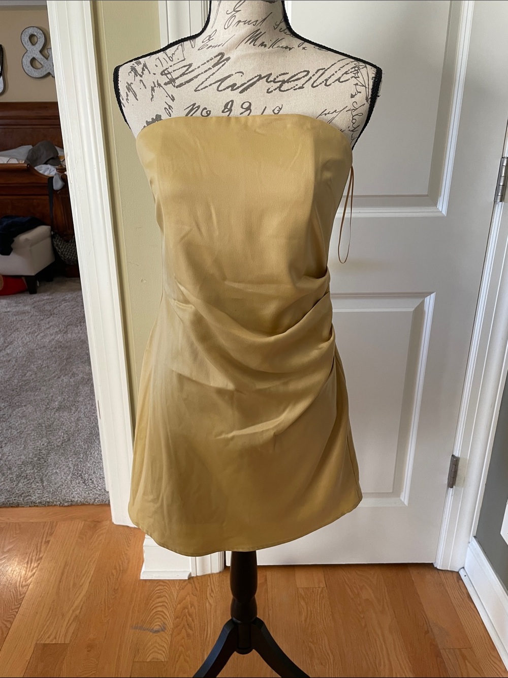 Wayf Strapless Mustard Mini Dress